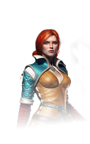 Official Witcher 3 Remastered character render of Triss Merigold with red hair.